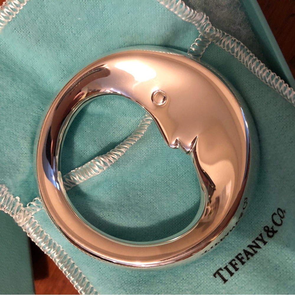 NIB Rare Tiffany & Co Man in the Moon Baby Rattle